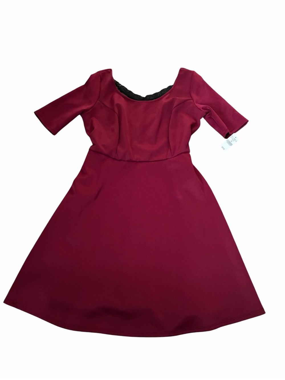 Plus size Wine Red Fit-and-Flare Dress